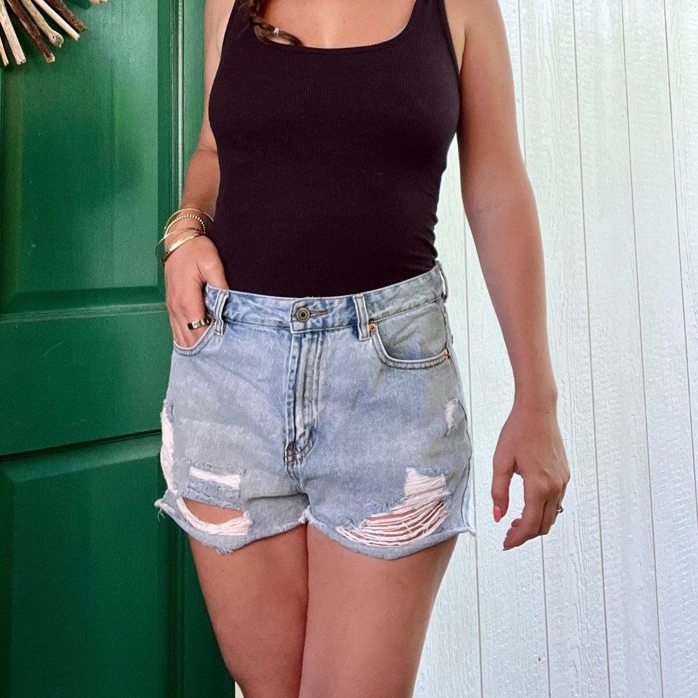 Distressed Denim Shorts